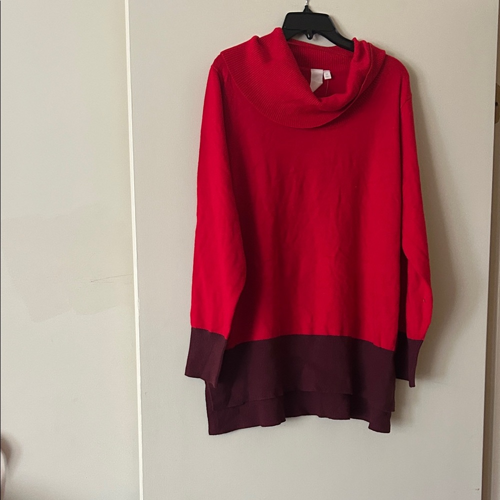 Elegant Red and Burgundy Women's Cowl Neck Sweater